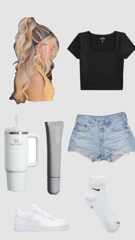 Summer outfit inspo! Hot Day Outfit For School Summer, Hot Day Outfit For School, Outfit For School Summer, Summer Simple Outfits, Vanilla Outfits, Hot Day Outfit, Summer School Outfits, Outfit For School, High School Outfits