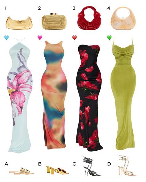 1. Love The Chase Handbag 2. Just Another Vacation Handbag 3. Eleni Handbag 4. Bali Resort Clutch 🩵 Skyfall Maxi Dress 🩷 California Coastline Maxi Dress ❤️ Vanessa Floral Maxi Dress 💚 Rebecca Slinky Maxi Dress A. Kristy Pearl Detail Sandals B. Meant To Last Heeled Mules C. Jennah Cross Wrap Up Heels D. Carried Away Wrap Up Heels Resort Outfits Vacation, Vacation Handbag, Resort Vacation Outfits, Wrap Up Heels, Resort Outfits, Outfits Vacation, Bali Resort, Body Con Dress Outfit, California Coastline