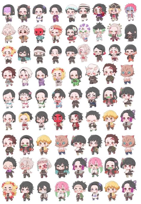 Kimetsu no yaiba stickers Anime Character Generator, Design A Character, Anime Characters Birthdays, Semi Realism, Anime Paper, Images Kawaii, Anime Drawing Books, Anime Printables, Nft Collection