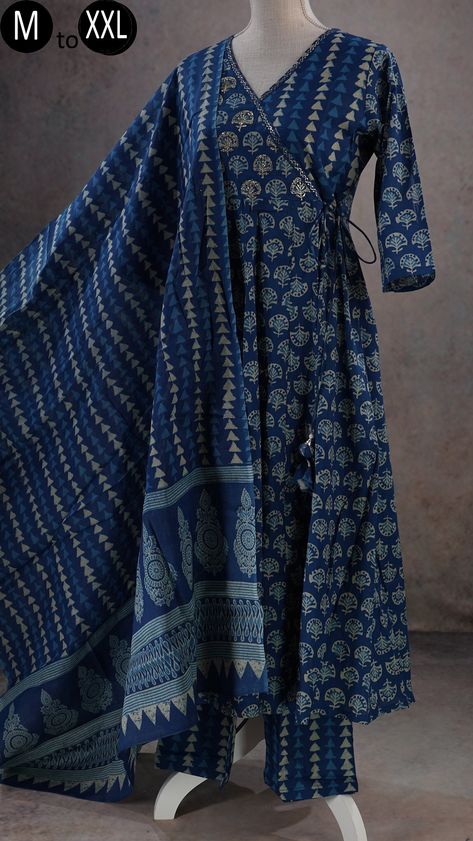 Cotton Jaipuri Kurti Designs, Kurti Sets, Jaipuri Kurti Designs, New Kurti Designs 2024 Latest Cotton, Cotton Kurti Designs Latest Fashion 2024, Indian Kurti, Blue Kurti, Pure Silk Suits, Cotton Printed Kurtis Design