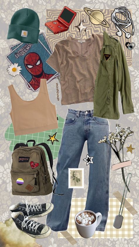 #outfitinspo #nonbinary #lgbtq #earthtones Nonbinary Outfits, Nonbinary Aesthetic, Pride Outfit, Aesthetic Outfits, My Vibe, Pretty Cool, Fitness Inspo, Your Aesthetic, Connect With People