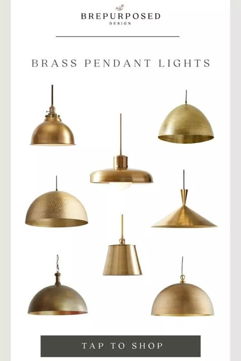 I love my brass pendant lights so much and I think they look great in our space! Here are some others I found while looking! Shop the links here. Brass Pendant Lights Over Kitchen Island, Brass Kitchen Light Fixtures, Brass Kitchen Pendants, Brass Pendant Lights Kitchen, Brass Kitchen Lighting, Brass Dome Pendant Light, Brass Pendant Lights, Modern Brass Chandelier, Light Fixture Ideas