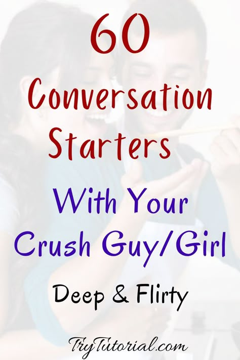 Here are conversation starters with your crush girl or guys that are deep and flirty. Anyone can use these Questions for texting your cush or couple as well to start a new relationship. They are suitable for adults as well as teens of any age to have small talks n tinder or any other dating app. #conversationstarters #Texting #crush #Questions #Smalltalktips #Tinder #Relationship Conversation Starters With Your Crush, Crush Conversation Starters, Flirty Conversation Starters, Conversation With Girl, Tinder Conversations, Text Conversation Starters, Crush Texts, Flirty Questions, Conversation Starters For Couples