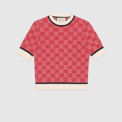 Shop the GG knit top in red GG knit at GUCCI.COM. Enjoy Free Shipping and Complimentary Gift Wrapping. Gucci Sweater, Gucci Top, Jacquard Sweater, Sonia Rykiel, Phillip Lim, Black Trim, Jumpers And Cardigans, Victoria Beckham, Look Fashion