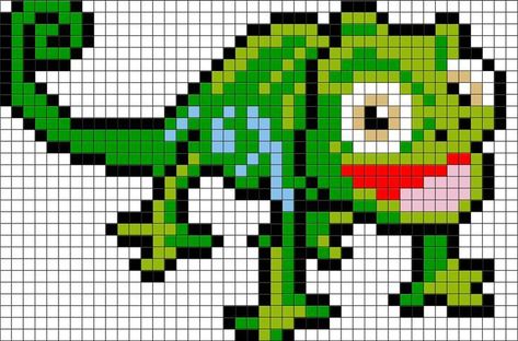 Tangled Pascal Pixel Artwork - #art #Pascal #Pixel #Tangled Pascal Tangled, Modele Pixel Art, Disney Cross Stitch Patterns, Easy Pixel Art, Pixel Art Templates, Perler Art, Pixel Drawing, Pixel Art Grid, Graph Paper Art