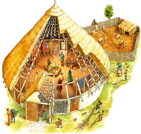 SPAIN / IBERIA (Pre-Roman Spain) - Bronze Age Roundhouse Iron Age Roundhouse, Celtic Roundhouse, Roman Buildings, Roman Culture, Northern Portugal, Ancient Celts, Iberian Peninsula, Celtic Culture, Ancient Buildings