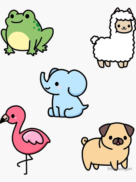 Animal Drawings Cute Easy, Easy Cartoon Animal Drawings, Doodle Art Animals Simple, Cartoon Art Cute Animal, Easy Cute Animal Drawings, Little Pictures To Draw, Cute Animals Doodles, Cute Clipart Aesthetic, Doodles For Stickers