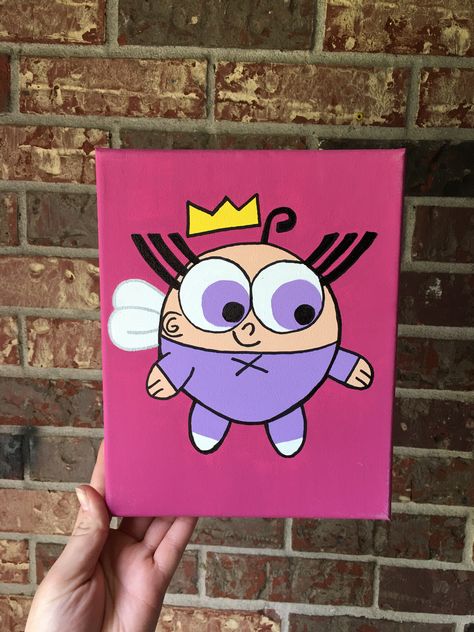 Canvas Art Ideas Cartoon, Cartoons To Paint, Simple Cartoon Paintings On Canvas, Shrek Canvas Painting, Canvas Painting Power Puff, Character Paintings On Canvas, Carebear Painting Canvas, Small Canvas Cartoon Paintings, Cartoon Canvas Painting Ideas Wall Art