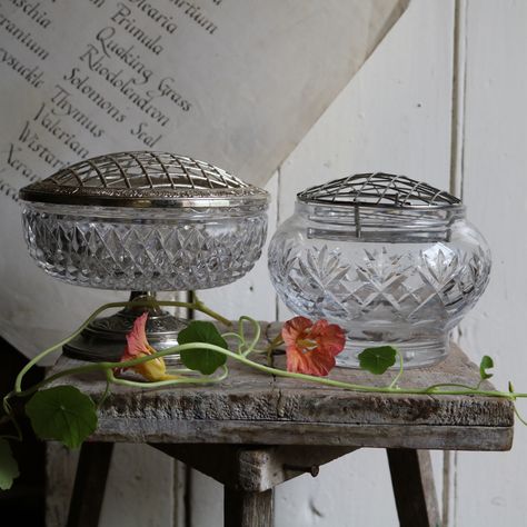 Vintage crysal rose bowls Watering Cans, Rose Bowl, Crystal Rose, Vintage Rose, Buckets, Garden Planters, Home And Garden, Log, Bowl