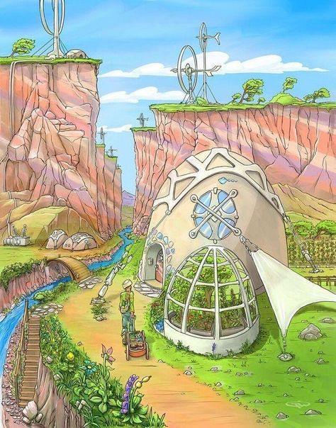 Solarpunk Illustration, Solar Punk Art, Solar Punk Architecture, Solar Punk City, Solar Punk Aesthetic, Solarpunk Architecture, Solarpunk Art, Solar Punk, Eco City