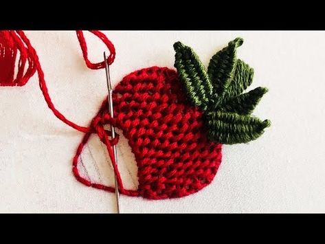 Brazilian Embroidery Stitches - Beautiful Strawberry Embroidery - Fruit Hand Embroidery Stitches - YouTube Embroidery Fruits And Vegetables, Embroidery Fruit, Stump Work, Strawberry Embroidery, Brazilian Embroidery Stitches, Strawberry Patch, Brazilian Embroidery, Cooking Channel, Hand Embroidery Stitches