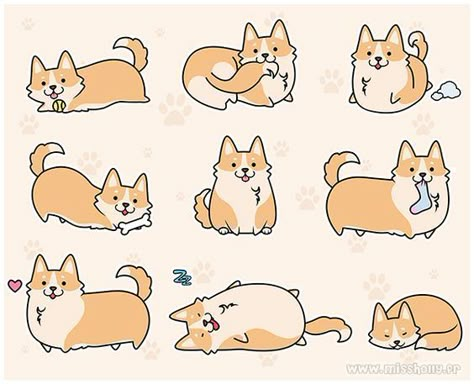 Corgi Doodle, Corgi Drawing, Corgi Dogs, Corgi Art, Animals Watercolor, 강아지 그림, Cute Corgi, Kawaii Animals, Dog Illustration