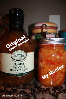 Tried & LOVED this at Costco. definitely have to try this recipe.  Our Forever House: Pineapple & Habanero Sauce Knock-Off Roasted Pineapple Habanero Sauce Recipe, Pineapple Habanero Chicken, Habanero Sauce Recipe, Pineapple Habanero Sauce, Habanero Recipes, Pineapple Sauce, Roasted Pineapple, Habanero Sauce, Hot Sauce Recipes