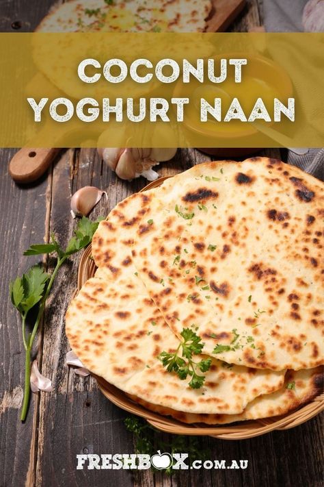 Coconut Naan Bread Recipe, Easy Naan Bread Recipe Greek Yogurt, No Yogurt Naan, Easy Naan Bread Recipe No Yogurt, 3 Ingredient Naan Bread With Yogurt, Coconut Naan, Naan Bread Recipe Easy No Yoghurt, Yoghurt Flatbread, Parsley Leaves