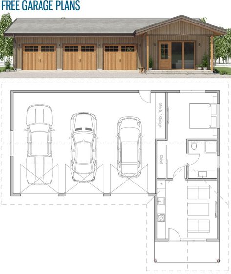 One Level Garage Apartment Plans, Garage Apartments Plans, Detail Garage, Garage Apartment Floor Plans, Garage Apartment Plan, Carriage House Garage, Garage Guest House, Carriage House Plans, Garage Apartment Plans