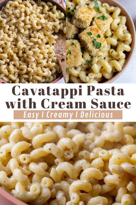 Looking for a super delicious, easy, crowd-pleasing dinner main or side dish recipe? Cavatappi Pasta with Cream Sauce is on the menu! This comforting pasta dish combines tender cavatappi noodles and an easy, ultra creamy parmesan cheese cream sauce. Even your picky eaters will enjoy this family-friendly dish made with minimal ingredients. As an added win, it only takes 15 minutes to whip up! It will definitely become one of your go-to dinner recipes! Creamy Cavatappi Pasta, Pasta With Cream Sauce, Cheese Cream Sauce, Cavatappi Pasta, Cream Sauce Pasta, Chicken Alfredo Pasta, Pasta Sides, Parmesan Recipes, Creamy Parmesan