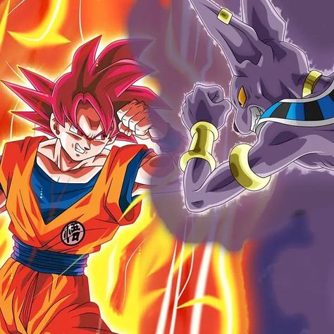 🌹🉐||•dragon ball fans•||🉐🐉 on Instagram: “🌹Goku ssj god vs beerus 🔥🔥 . . ♦️Follow for more : @_dragon.ball.fans_ 👈🉐🐲🐉 . . _____________________” Goku Vs Beerus, Goku Face, Lord Beerus, Saga Dragon Ball, God Of Destruction, Dragon Super, Dbz Characters, Dragon Ball Painting, Anime News