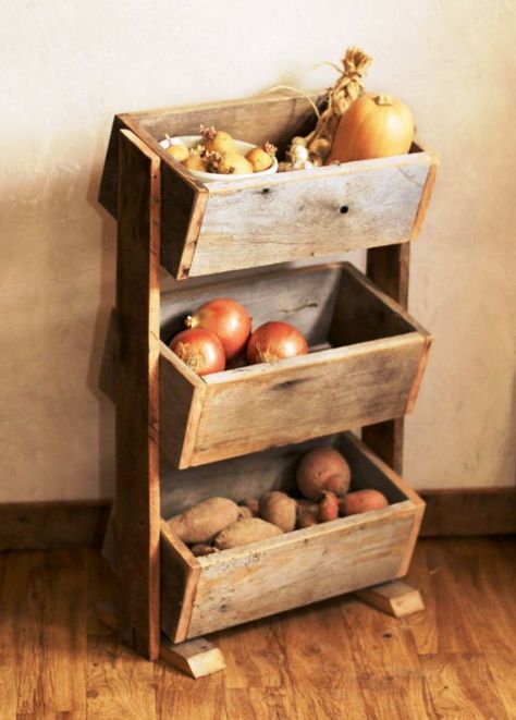 25 Amazing Rustic Kitchen Design And Ideas For You - Instaloverz Dapur Rustic, Potato Bin, Potato Storage, Doors Ideas, Wood Projects For Beginners, Rustic Kitchen Design, Rustic Storage, Rustic Home Design, Diy Shelves