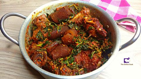 Efo riro ia a Nigerian Vegetable souo cooked with traditional african spices and Ingredients Nigerian Vegetable Soup, Efo Riro, African Spices, Vegetable Soup, How To Cook, Soups, Sauce