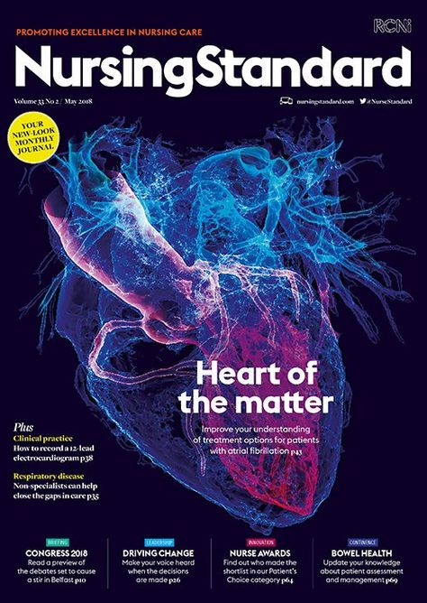 Nursing Standard. Front cover of the 2nd May 2018 issue features 3D CT image of a heart created by Dr K H Fung (image reference: https://journals.rcni.com/toc/ns/33/2) Graphic Design Medical, Medical Magazine Cover, Poster Medical Design, Medical Posters Creative, Medical Graphic Design, Medical Magazine, Wine Advertising, Magazine Cover Page, Magazine Design Cover