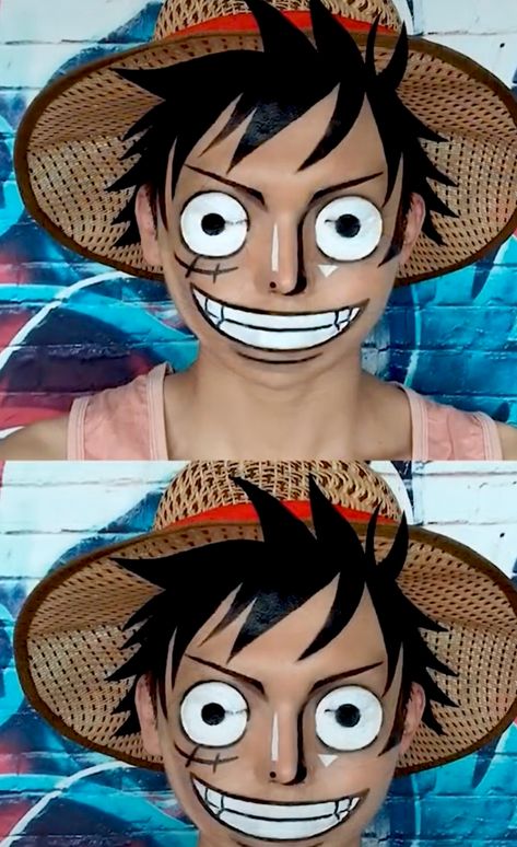 The Imitation Makeup Of Monkey·D·Luffy(モンキー・D・ルフィ) Anime Makeup, Monkey D Luffy, Me Me Me Anime, Festival Captain Hat, Face Paint, Captain Hat, One Piece, Halloween, Makeup