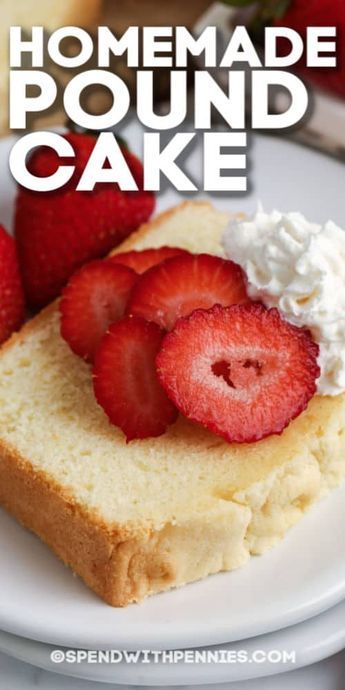 This homemade pound cake recipe is an easy dessert. Made with classic ingredients like butter, sugar, eggs, and flour this vanilla pound cake is a sweet treat that is simple to prepare! #spendwithpennies #poundcake #homemadepoundcake #dessert #easydessertrecipe #simplecakerecipe #vanillapoundcake Simple Sheet Cake Recipes, Pound Cake Recipes With Cake Flour, Pound Cake Using Cake Flour, Pound Cake With Cake Flour, Easy Pound Cake Recipes Simple, Simple Pound Cake Recipe, Homemade Pound Cake Recipe, Vanilla Pound Cake Recipe, Classic Pound Cake Recipe