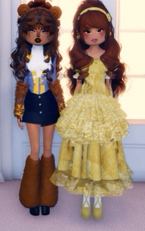 The Beast From Beauty And The Beast, Disney Duo Outfits, Duo Dti Outfit Ideas, Beast From Beauty And The Beast, Disney Dti Outfit, Dti Sweetheart Idea, Dti Duo Idea, Duo Dti Ideas, Preppy Dti Outfit