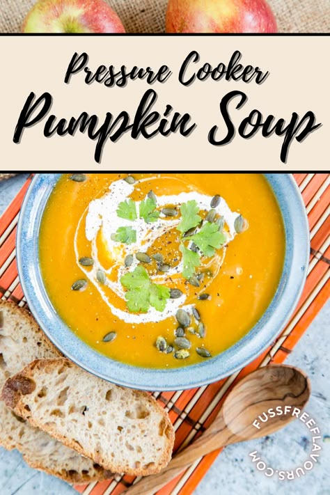 Pumpkin Soup Recipe Instant Pot, Instant Pot Pumpkin Soup, Pumpkin Soup Instant Pot, Pumpkin Instant Pot, Potato Soup Pressure Cooker, Recipe With Apple, Apple Soup Recipes, Pumpkin Soup Recipe Easy, Pumpkin Soup Healthy