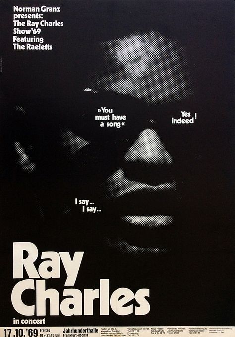 Ray Charles – Spectacular 1969 Concert Poster Concert Promotion, Concert Poster Design, Music Concert Posters, Promotional Poster, Concert Flyer, Jazz Poster, Poster Photography, Casual Art, Vintage Poster Design