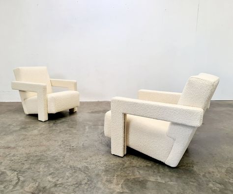 For sale: Set of 2 Utrecht chairs by Gerrit Rietveld for Cassina, 1990s | #vntg #vintage Cassina Utrecht, Utrecht Chair, Gerrit Rietveld, Hamptons House, Funky Furniture, Utrecht, Reupholster, Arm Chair, Recliner Chair