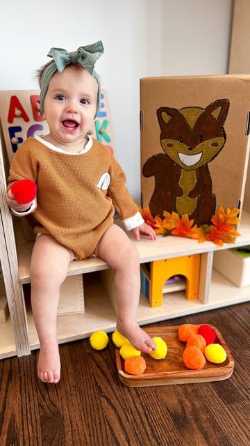 7 Days of Play on Instagram: "This feed the squirrel game is so adorable, easy to make, and such a fun Autumn-themed way to have fun with the kiddos while strengthening fine and gross motor skills! All Arts & Craft Supplies are from @michaelsstores Creatology collection! #MichaelsPartner #MichaelsKidsClub #MakeitwithMichaels #diymama #toddlerplay #finemotorskills" Feed The Squirrel Activity, Preschool Curriculum, Toddler Play, Preschool Games, Gross Motor, Gross Motor Skills, Fine Motor Skills, Motor Skills, Have Fun