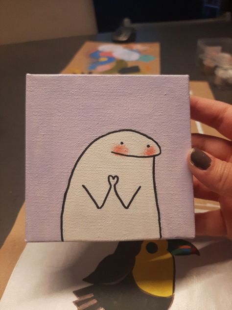 Drawing Ideas Canvas Easy Diy, Easy Painting For Small Canvas, Mini Paintings On Paper, Acrylic Art Simple, Funny Mini Paintings, Easy Small Canvas Art, Cute Mini Canvas Ideas, Mini Painting Aesthetic, Tiny Paintings Ideas Simple