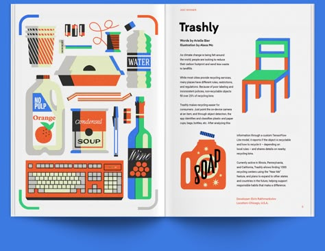 Trashly on Behance Book Illustration Design, Mobile Application Design, 포트폴리오 레이아웃, Graphic Branding, Graphic Design Is My Passion, Magazine Ideas, Illustration Book, Booklet Design, Publication Design