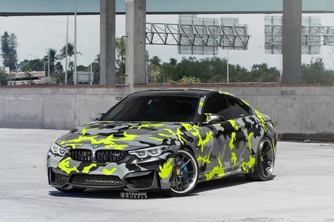 BMW M4 Coupe Gets A Colorful Camo Wrap And New Wheels | Carscoops Camo Car, Camo Wraps, Car Wrapping, Car Tattoos, Car Window Stickers, Suzuki Samurai, Street Racing, Bmw M4, Cars Organization