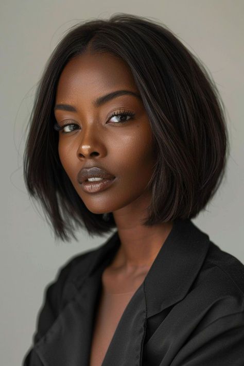 Dark Brown Bob Hairstyles, Dark Brown Shoulder Length Hair, Straight Bob With Bangs, Black Bobs, 1990s Hair, Shoulder Bob, Bob Hairstyles For Black Women, Hair Vanity, Shoulder Length Bob