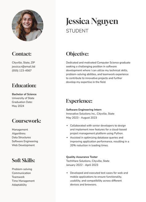 An easy-to-edit curriculum vitae template for Google Docs. Cv Student, Cv Design Template Free, Student Cv, Minimalist Resume Design, Minimal Cv, Academic Cv, Architect Resume, Online Cv, Cv Design Template