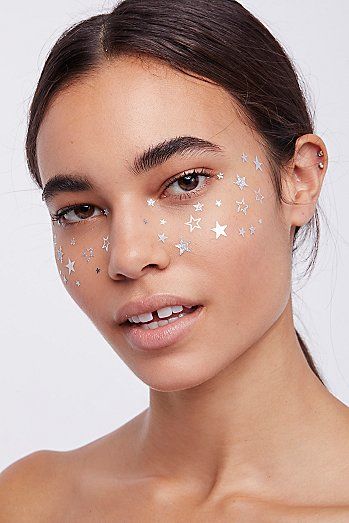 Star Freckles Star Freckles, 1913 Fashion, Celestial Wedding, Hair Color Pastel, Make Up Inspo, Slicked Back Hair, Festival Makeup, Face Stickers, Glitter Makeup