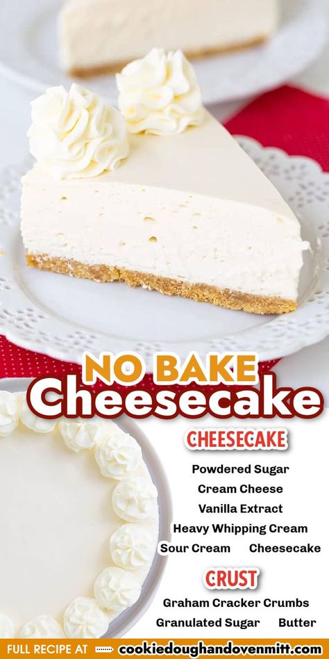 This is a creamy and delicious Easy No Bake Cheesecake with a golden graham cracker crust and a cream cheese filling that is slightly tart and sweet in every bite. It's definitely a classic no bake cheesecake recipe you will want to make again and again. Cream Cheese Pie Recipes No Bake, No Bake New York Cheesecake Recipes, No Bake Crustless Cheesecake, No Bake Cheesecakes Easy, Cheesecake With Premade Crust, No Bake Cheesecake Recipes Philadelphia, Philadelphia Cheesecake No Bake, Cheesecake No Bake Recipes, Philadelphia No Bake Cheesecake Filling