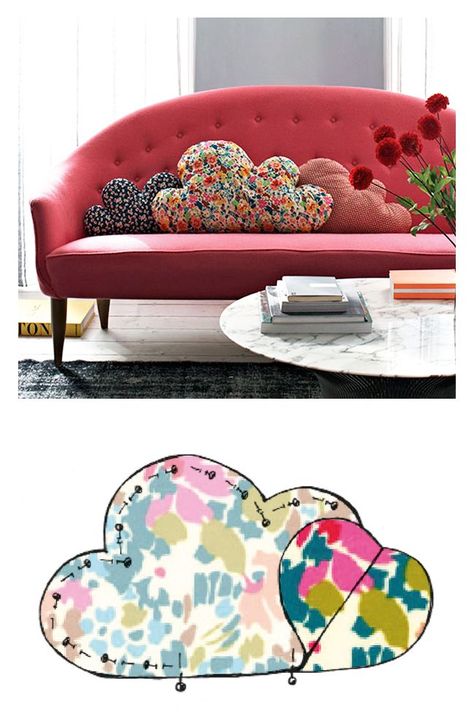 15 DIY Projects for Lovely Cushions - Pretty Designs Cushion Tutorial, Diy Sy, Cloud Cushion, Bantal Sofa, Sewing Pillows, Pretty Designs, Creation Couture, Diy Couture, Diy Projects To Try