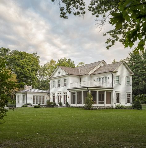 New Traditional Colonial — Matthew R. Dougherty Colonial Revival House Exterior, Colonial With Front Porch, Colonial Farmhouse Exterior, Modern Colonial House, Farmhouse Colonial, Colonial Revival House, Sloped Backyard Landscaping, Colonial House Exteriors, Colonial Farmhouse