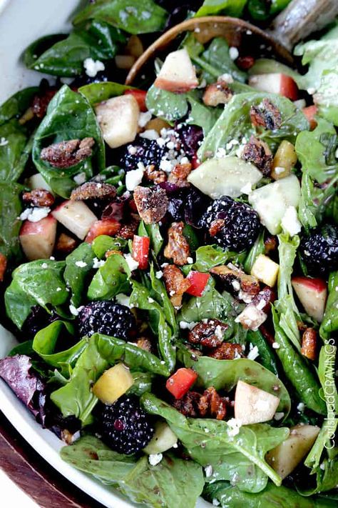 Loaded Salads, Walnut Salad Recipe, Spinach Apple Salad, Best Easter Recipes, Blackberry Balsamic, Blackberry Honey, Blackberry Salad, Turtle Food, Apple Walnut Salad