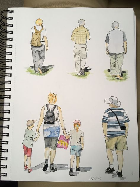 Human Entourage Watercolor, Urban Sketching People, Watercolor Art People, People Studies, People Watercolor, Watercolor People, Back Drawing, Human Figure Sketches, Silhouette People