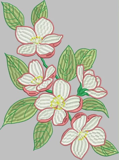 Apple Blossom Flowers Machine Embroidery Design - Etsy Ukraine Apple Blossom Flower, Heart Machine Embroidery, Apple Flowers, Flower Machine Embroidery Designs, 2024 Ideas, Apple Blossoms, Border Embroidery Designs, Hardanger Embroidery, Border Embroidery