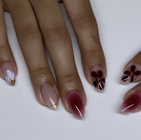 Fig Nails, Plum Colored Nails, Plum Nail Designs, Plum Purple Nails, Plum Nails With Design, Purple Almond Nails, Plum Nails, Nail Idea, Get Nails