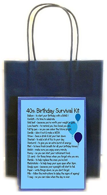 Birthday Gifts Baskets, Happy 40, Birthday Survival Kit, 40th Birthday For Women, 40th Bday Ideas, Survival Kit Gifts, Gifts Baskets, 40th Birthday Gifts For Women, 40 Birthday