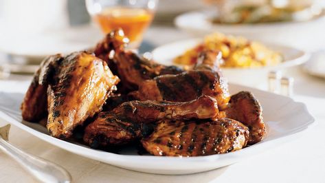 Grilled Chicken with Sweet Mustard Barbecue Sauce Honey Glaze Recipe, Homemade Barbecue Sauce, Buttermilk Chicken, Food Network Canada, Red Chile, Bobby Flay, Honey Glaze, Smoked Chicken, Grilled Chicken Recipes