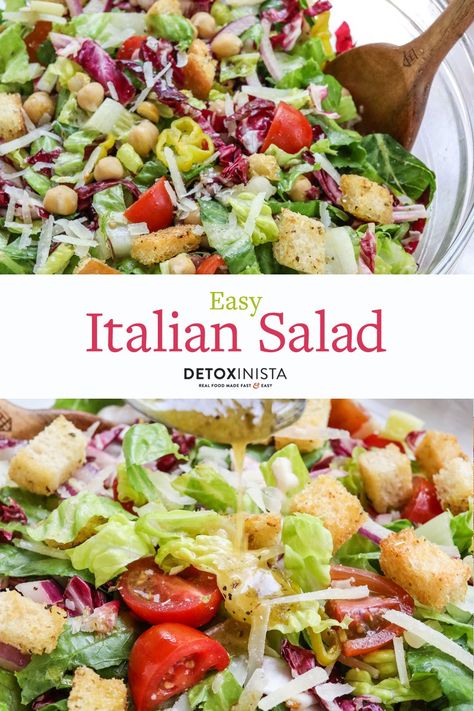 Easy Italian Salad, Italian Vinaigrette, Chopped Salads, Italian Main Dishes, Italian Salad Recipes, Jar Salads, Homemade Italian Dressing, Spring Veggies, Mediterranean Meals