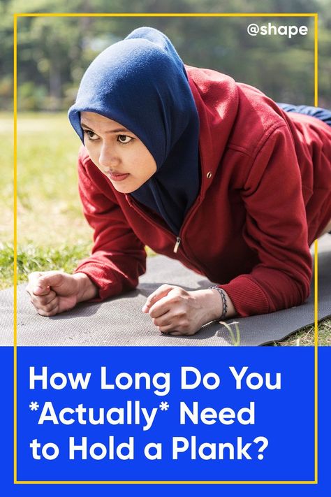 A fitness pro weighs in on how long you actually need to hold a plank to score its key benefits. Also included is what muscle groups are worked out when you do planks. #fitness#fitnesstips#fitnesstrends#workouttips Benefits Of Planking Every Day, How To Hold A Plank Longer Tips, Side Plank Benefits, Plank Hold Exercise, Plank Muscles Used, Proper Plank Form, Plank Benefits, Plank Position, Shape Fitness