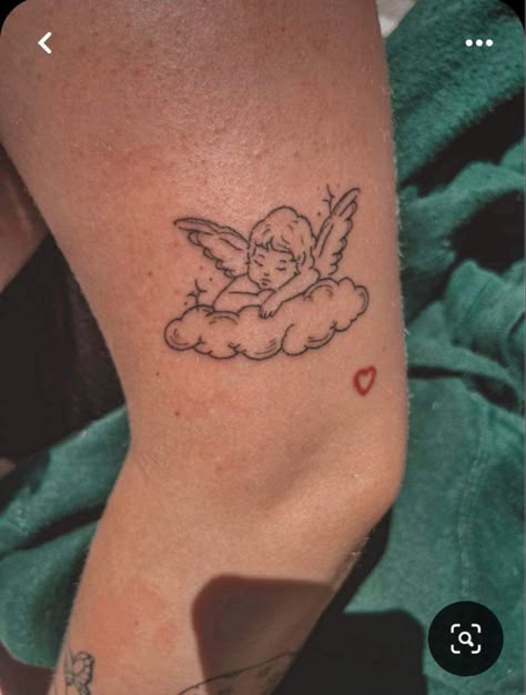 Cherub Tattoo Designs, Small Angel Tattoo, Cloud Tattoos, Angel Tattoo For Women, Cloud Tattoo Design, Baby Angel Tattoo, Only Angel, Cherub Tattoo, Tattoos For Women Flowers