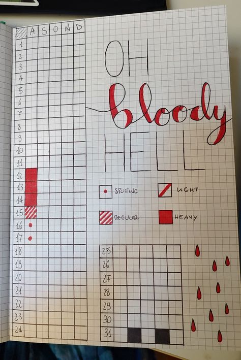 Period Page of bullet journal Bullet Journal Period Tracker, Bullet Journal Mental Health, Tracker Bullet Journal, Cycle Tracker, Bullet Journal Minimalist, Journal Bible, Period Tracker, High School Hacks, Journal Diy